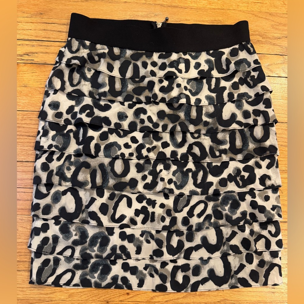 Alfani Black/Gray/Beige Animal Print Skirt